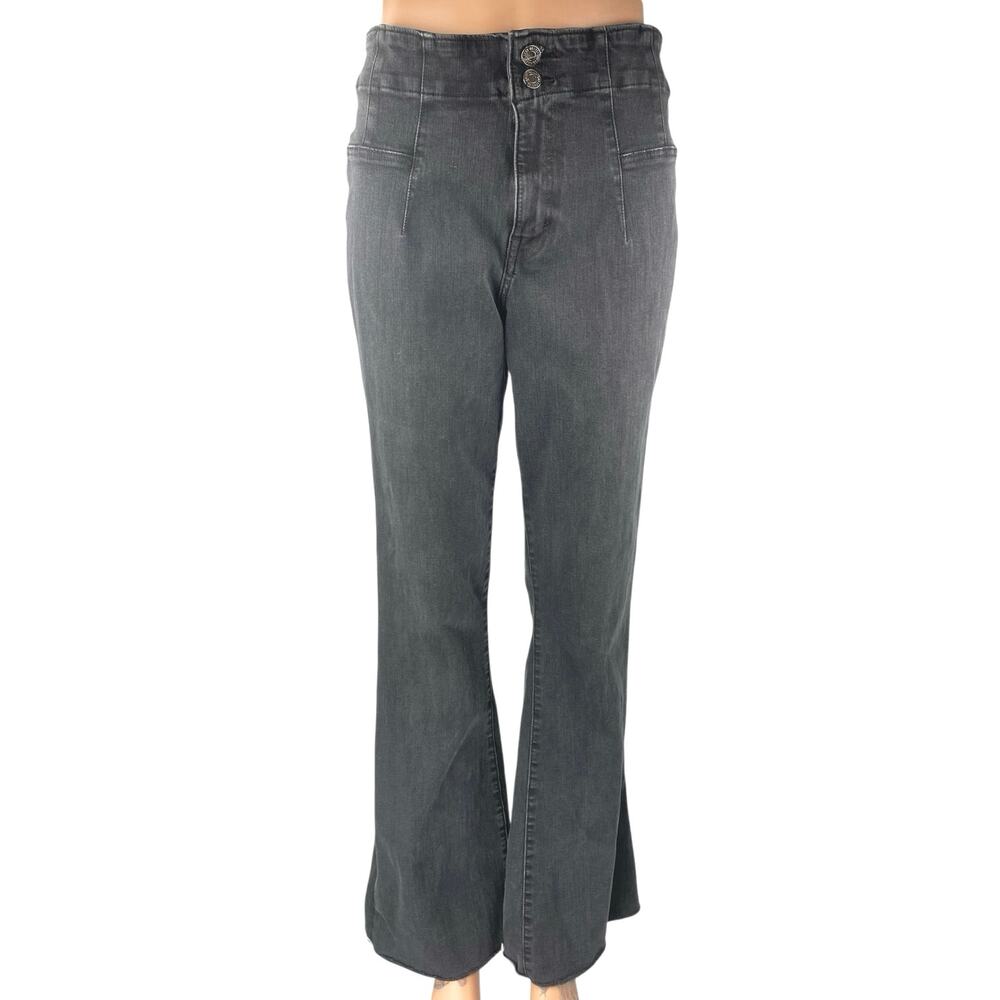 Lucky Brand Women's Black High Waist Frayed Bootcut Flared Denim Jeans Pants 10